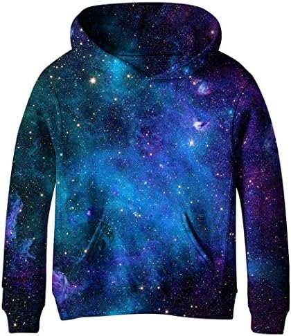 COIKNAVS Teen Girls' 3D Print Galaxy Fleece Sweatshirts Long Sleeve Pocket Pullover Hoodies NO1 XL