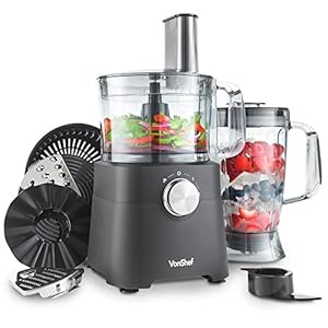VonShef-Food-Processor--750W-Multifunctional-8in1-Chopper-Knead-Dough-Blender-Citrus-Juicer-Shredder-Slicer-Emulsifier-Grater--Features-2-Speeds-Pulse-Controls-2L-Mixing-Bowl-18L-Jug VonShef Food Processor – 750W Multifunctional 8in1 Chopper, Knead Dough, Blender, Citrus Juicer, Shredder, Slicer…