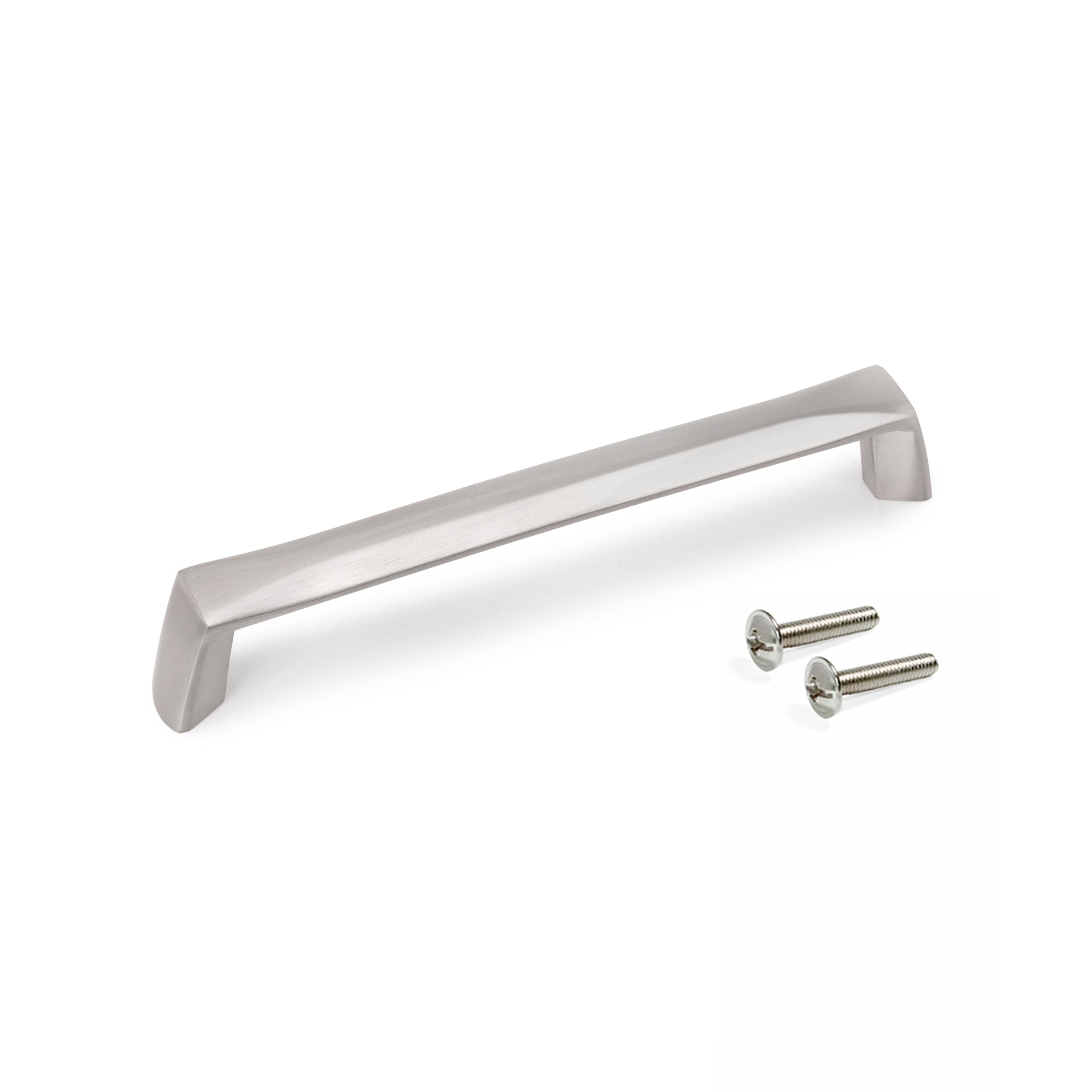 Emuca - Lot of 10 Furniture Handles, L142mm, 128mm Interaxis, Zamak, Satin Finished Nickel