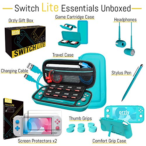 Orzly Switch Lite Accessories Bundle Case & Screen Protector For