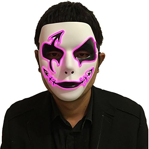 Bbei DevilFace Melbourne Shuffle Halloween EL Wire Light Up Mask Masquerades LED Mask, One Size