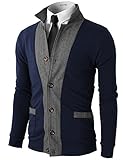 H2H Mens Casual Slim Fit Two-tone Herringbone Jacket Cardigans