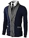H2H Mens Casual Slim Fit Two-tone Herringbone Jacket Cardigans