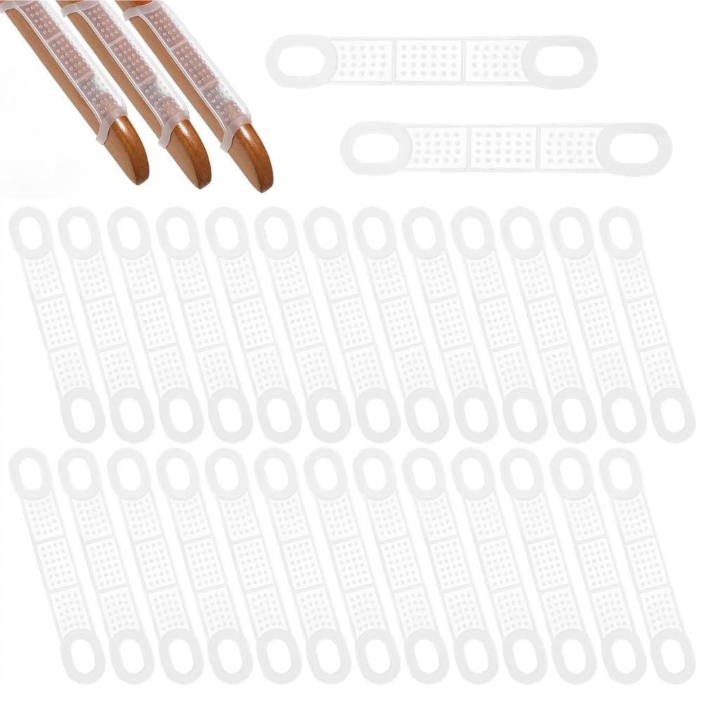 Ziyofinn 60 PCS Clothing Hanger Strips Anti Slip Clothes Hanger Grips Silicone Clothing Hanger Strips for Use on Wooden or Plastic Hangers