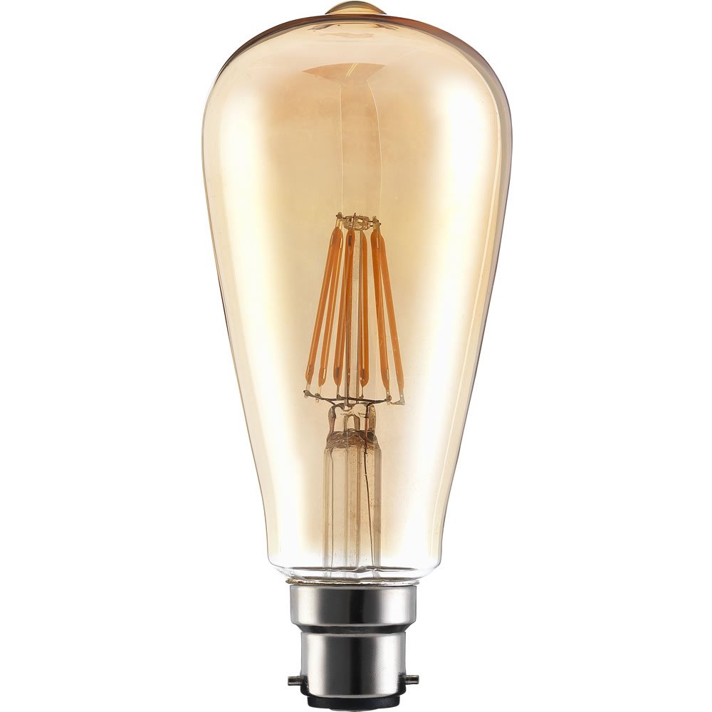 TCP LED Filament Bulb 6W BC Vintage 720lm ST64 B22 Cap 720LM 15000 Hours Life Pack of