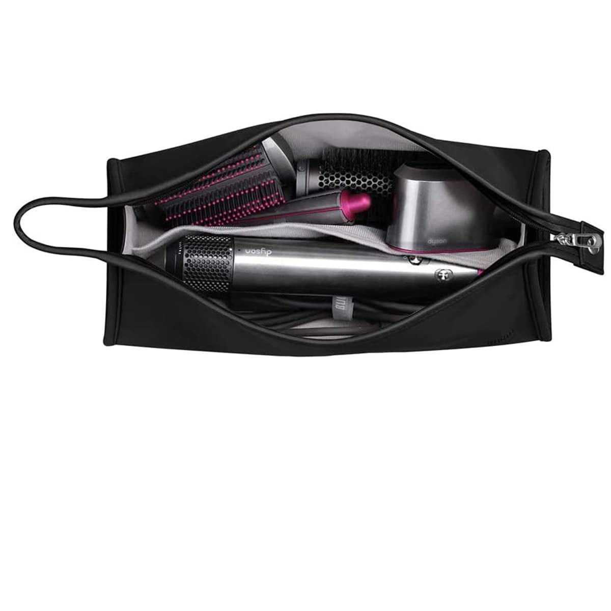 BLESYS HENGSI Travel Storage Bag for Dyson Airwrap/Supersonic Hair Dryer and Attachments (Waterproof PU Leather-Black)