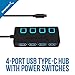 Sabrent 4 Port USB C to USB 3.0 Data Hub with Individual Power Switches and LEDs, for Macbook Pro, USB Flash Drives and Other Devices (HB-UMC4)