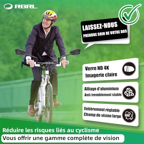 RBRL Bicycle Rearview Mirror, Anti-Fall Cycling Mirror, Stable, Oversized Mirror Not Easy to Lock, Handlebar Mirror Accessory (Left)