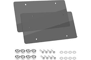 Wanheart 2-Pack Flat Clear License Plate Covers – Universal Fit US Standard Plates, UV & Scratch Resistant ABS Protector with Screws & Caps, Front & Rear Car Accessories (Gray)
