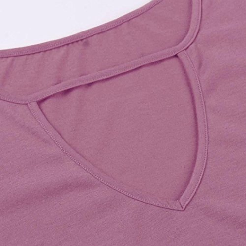 Women Summer Dress,Todaies Womens Choker V Neck Dress Long Top T-shirt Casual Party Mini Dress Blouse (M, Purple)