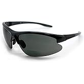 Renegade Patented Bifocal Polarized Reader Half Rim Men's Fishing Sunglasses 100% UV Protection with Microfiber Bag (Matellic Frame, Grey Lens - 600901, Bifocal +2.00)