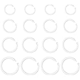 QfwdfcTrenz 24PCS Clear Cartilage Tragus Hoop Earrings, 16 Gauge Clear Nose Studs for Work, Lobe Earrings Daith Retainer, Flexible Lip Plastic Earring Studs for Sport Surgery