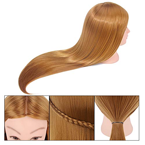 Mannequin Head with Hair, Beauty Star 26 Inch Training Head Hair Mannequin Manikin Head Cosmetology Doll Head Practice Styling Hairdressing Training Braiding Heads + Table Clamp Stand + Braid Sets