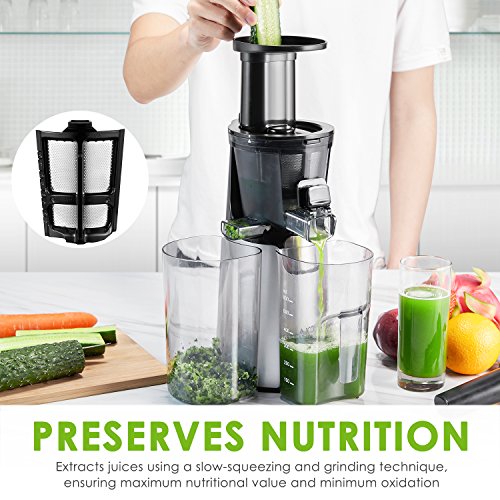 Slow Masticating Juicer Extractor Aicok Compact Cold Press Juicer