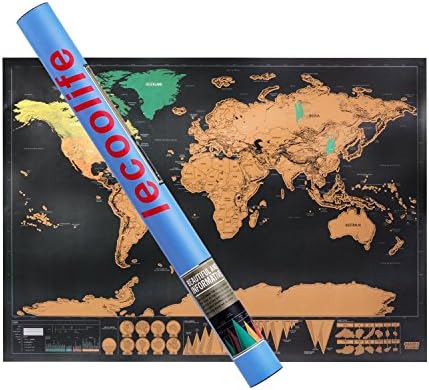 Scratch Off World Map Poster, [Accurate World Map] for Kids fun learning about the world as much as you traveling it.Great Gift For Travelers &amp; Home Decoration (32.5"x23.5")