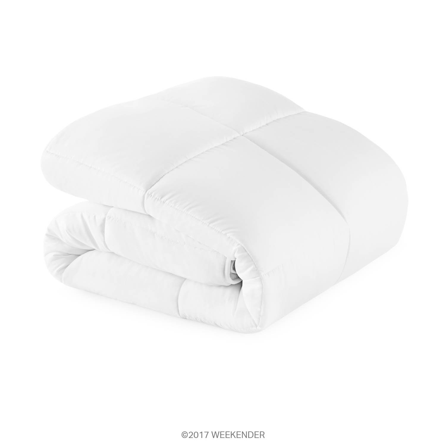 WEEKENDER Hypoallergenic Quilted Down Alternative Hotel-Style Use Insert or Stand-Alone Comforter-for All Seasons-Corner Duvet Tabs, Oversized King, Classic White