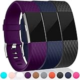 Maledan Replacement Bands (3 Pack) for Fitbit Charge 2, Large