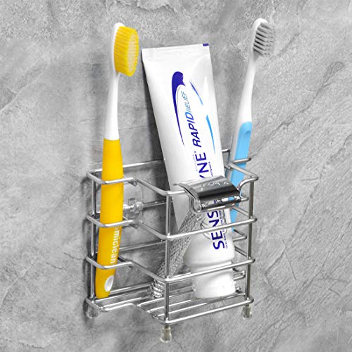 image for Linkidea Toothbrush Holder, Stainless Steel Multifunctional 1+2 Slot T