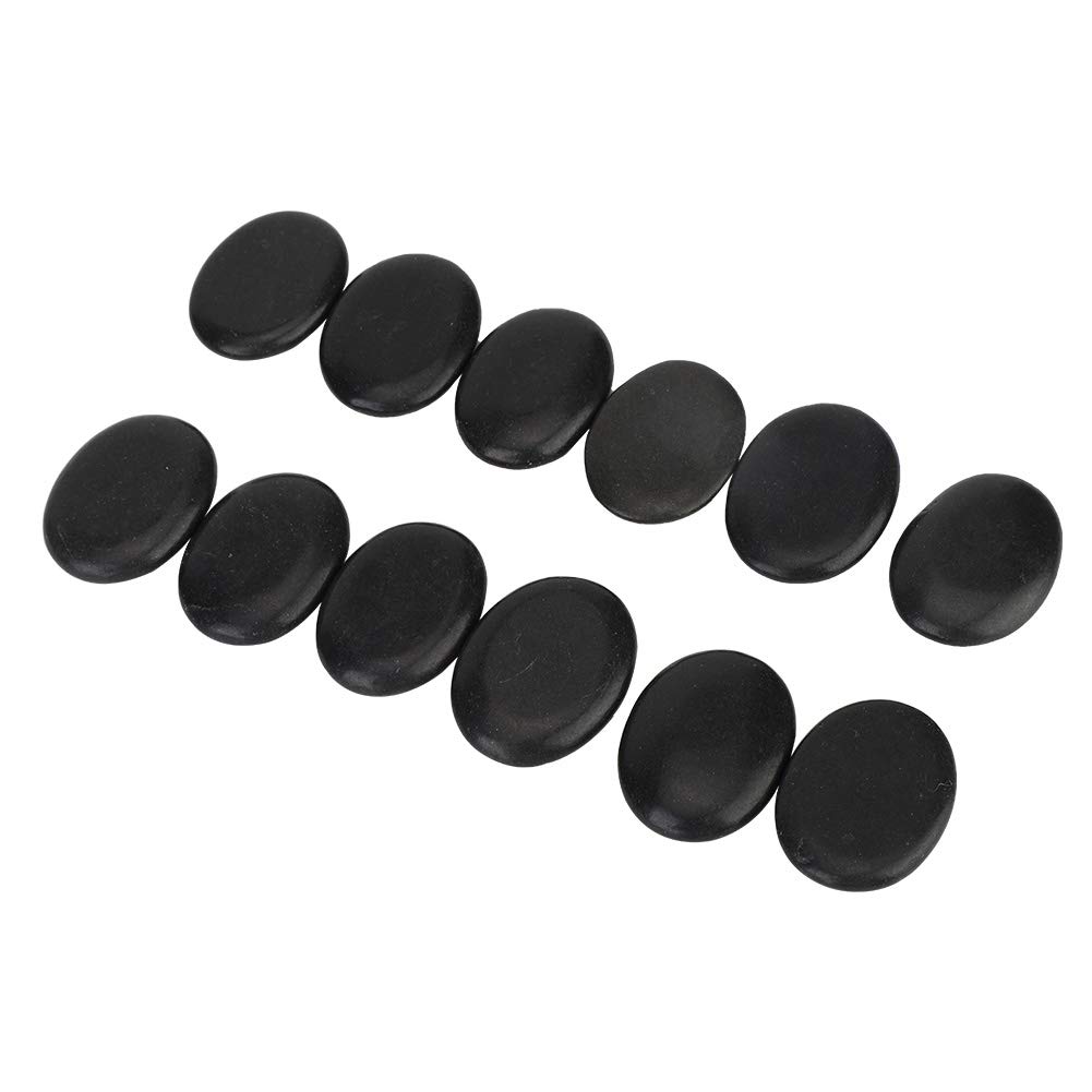 Hot Stones, 12 PCS Medium Hot Massage Stones, Basalt Stones Rock Hot Spa Energy Back Massage Stones for Home Spa Warming Body Relaxing