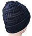 Loritta Winter Hat Warm Knitted Thick Baggy Slouchy Beanie Skull Cap for Men, A-Blue with Weave, 1 Pack