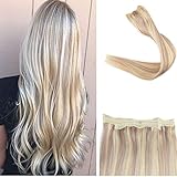 Full Shine 18inch Halo Remy Human Hair Hairpieces 80g Flip Hair Extensions Straight Hidden Hair Extensions Color #613 Blonde