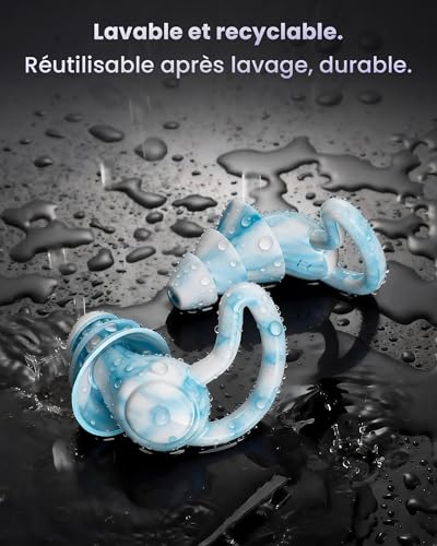 Ear Plug for Sleeping, Reusable and Washable, Noise Cancelling Ear Plugs for Sleeping, Swimming, Concert, Motorcycle, Soft Silicone Ear Plug Offer Better Hearing Protection Blue