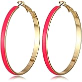 Big Geometric Hoop Earring Multicolor Enamel Round Dangle Drop Earrings for Women Exaggerated Statement Jewelry