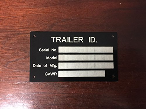 Aluminum Trailer ID Replacement Tag Vin Plate Serial GVWR Medical Blank Black - Thumbnail 2