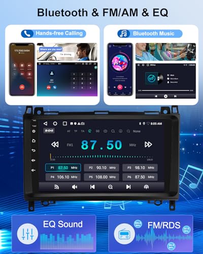 2G+64G Car Radio for Mercedes Benz A/B/V Class W169 B200 W639 W245 Vito Viano Sprinter - Wireless Carplay and Android Auto - 9 Inch Android Car Radio with WiFi GPS FM RDS + Rear View Camera