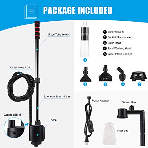 AQQA Aquarium Gravel Cleaner, 6in1 Electric Fish Tanks Gravel Vacuum
