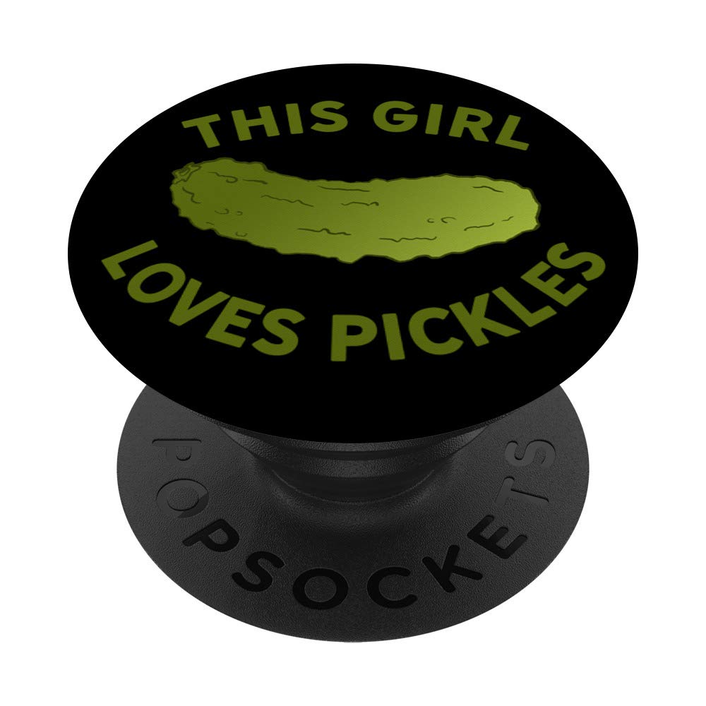 This Girl Loves Pickles Gift For Pickle Lover - Black PopSockets Grip and Stand for Phones and Tablets