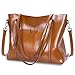 S-ZONE Women Genuine Leather Top Handle Satchel Daily Work Tote Shoulder Bag