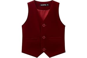Spring&Gege Boys Girls Velvet Suit Vest Formal Dress Waistcoat with Pockets, Size 4-12 Years