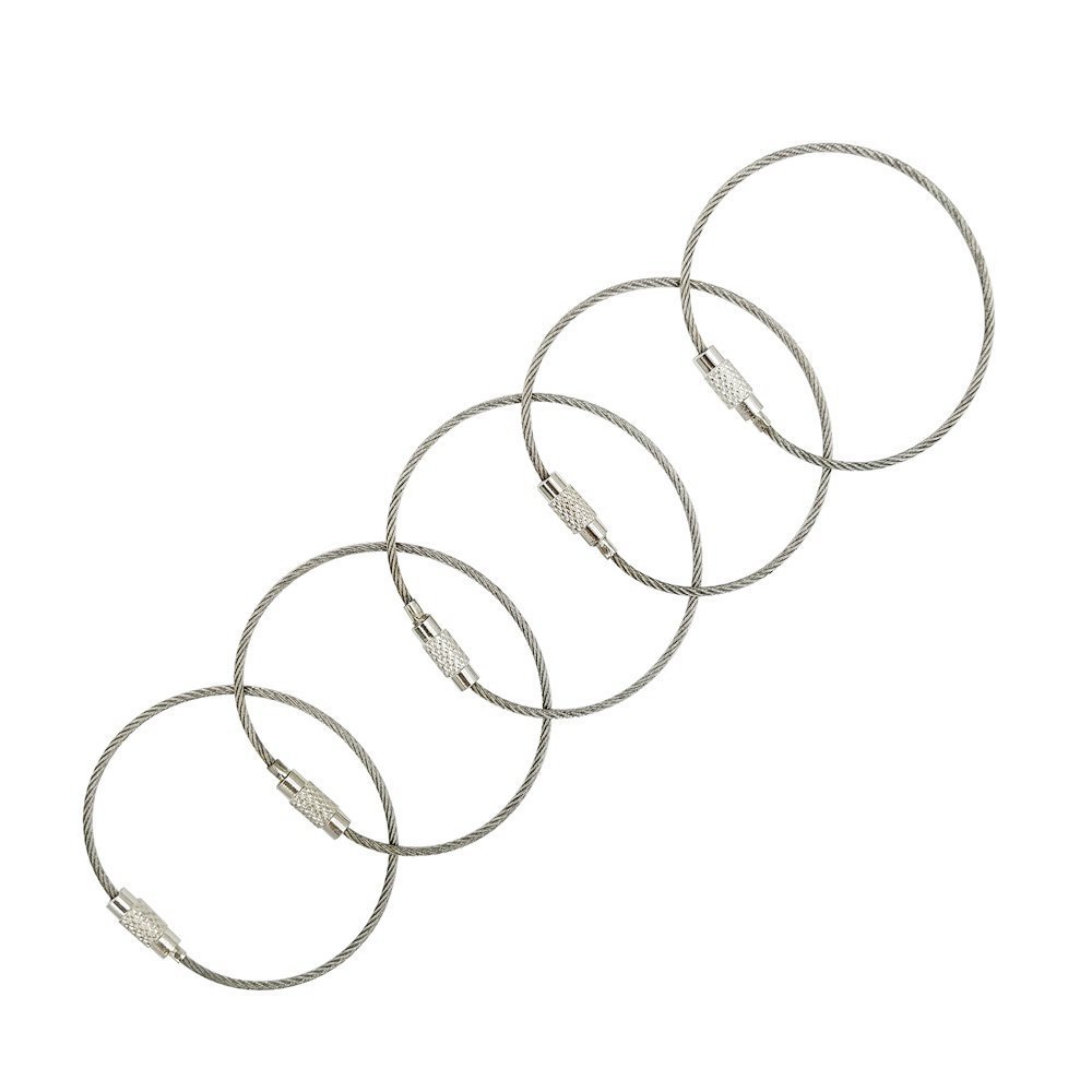 5Pack Luggage Tag Loops,6 Inch Stainless Steel String Keychain for Silicon Luggage Tags by Ovener
