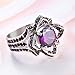 XAHH Women 925 Sterling Silver Plated Bridal Engagement Wedding Band Purple Amethyst CZ Lotus Flower Ring