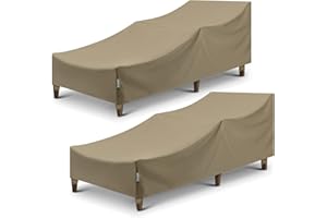 SunPatio Outdoor Chaise Lounge Covers, 2 Pack Patio Chaise Cover 84"L x 30"W x 24"H, Heavy Duty Waterproof Beach Chair Cover with Seam Taped, Helpful Air Vents, All Weather Protection, Taupe