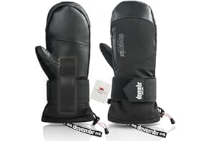 devembr Ski Mittens with Wrist Guards, Waterproof Snowboarding Mittens (S/M/L)