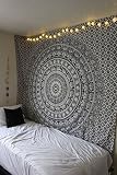 Popular Handicrafts Black and White Hippie Tapestries Mandala Tapestry Collage Dorm Beach Throw Wall Art Bohemian tapestryWall Hanging Boho Tapestries Bedspread (Full (215cmsx230cms), Black & White)