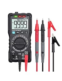 CAMWAY   Multímetro digital TRMS 9999 con retroiluminación automática VFC NCV, medidor digital, AC DC Amp Volt Ohm, probador de capacitancia con sonda de prueba y enchufe banana para cocodrilo, resistente