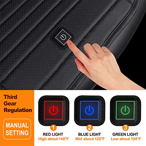LARROUS Leather Heated Car Seat Cushion with Pressure-Sensitive Switch and Overheat Protection Thermostat,for Office Chair,Home and More,with Power Adapter.(12Volt,Black)