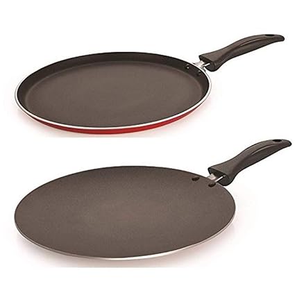 Sell ON Black Color 2 PC Non-Stick Combo Aluminium Dual Color Tawa for Dosa and Scratch Resistant Surface Concave Tawa