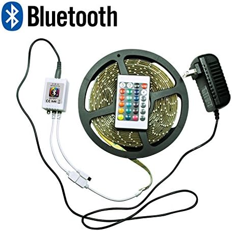 FEICAN Bluetooth LED light Strip, 5M Length 270 RGB Lights SMD 3528 Music Starry Soft Light Strip Kit with 3M Adhesive, IP65 Muiti Color Changing for Indoor Outdoor Decoration in Christmas Festivals