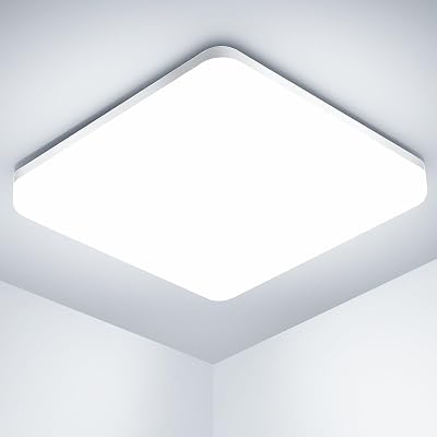 OUILA LED Lâmpada de teto, 20W 2000LM 6500K Lâmpadas de teto, IP44 Cold White Square Ultra fino LED luz de teto para sala de estar banheiro varanda quarto corredor cozinha