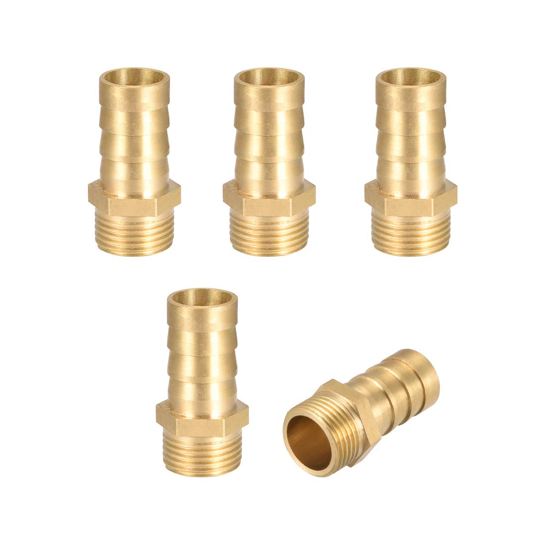 sourcing map Brass Hose Barb Fitting,Connector,14mm Barb x G3/8 Male Pipe Adapter,5Pcs