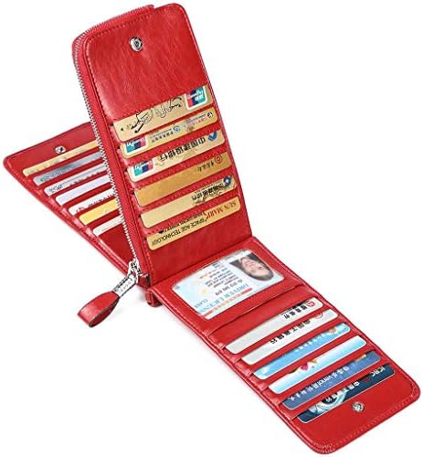 JEEBURYEE Women's Genuine Leather RFID Blocking Long Zip Wallet Credit Card Organizer