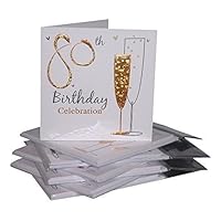 Multipack Gold Champagne Glass 80th Birthday Party Invitation Cards - 36 Cards with Envelopes by Simon Elvin