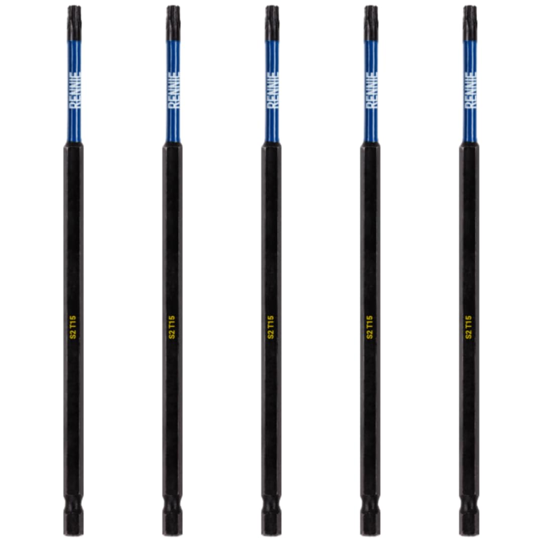 5 x Rennie Tools 150mm Long T15 TX15 Impact Screwdriver Driver Bits Set. Heavy Duty Magnetic Torx Screwdriver Bit Set. Black Oxide Coated Torx Impact Driver Bits. Torx Bit Set.