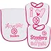 NFL Pittsburgh Steelers Girls 2 Dribbler Bibs & 1 Burp Cloth Set, One Size, Pink