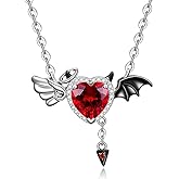 Jewlikee Half Angel Half Devil Necklace Angel and Devil Symbol of Love Necklace Pendant Wings Demon Sterling Silver Halloween Bat Jewelry
