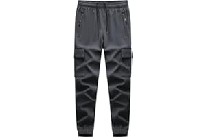 EIVAMIA Boy's Snow Pants Polar Fleece Lined Windproof&Waterproof Thermal Kids Snow Hiking Cargo Pants